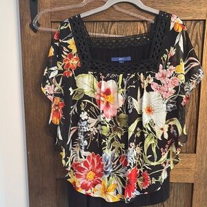 Apt. 9 Yellow and Pink Embellished Boxy Blouse